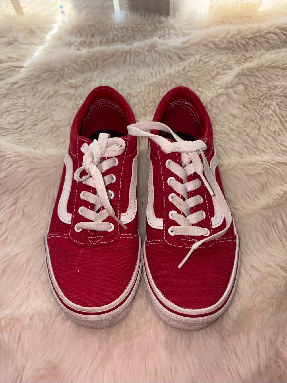 Classic Red Canvas Skate Sneakers with White Stripe